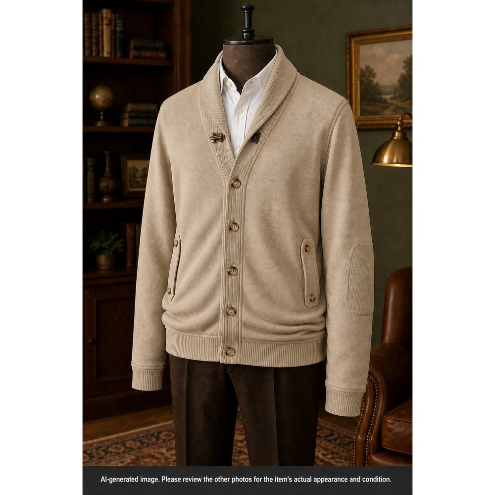 J.Lindeberg XL Shawl Collar Cardigan Tan Grandpacore Quiet Luxury Preppy